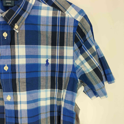 ラルフローレン RALPH LAUREN ポニー刺繍 マドラスチェック S/S ボタンダウン シャツ メンズ import:XL
