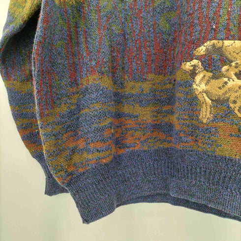 ガント GANT 90s イタリア製 総柄 アニマル刺繍 クルーネックニットセーター メンズ L