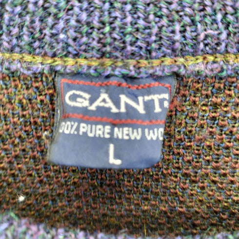 ガント GANT 90s イタリア製 総柄 アニマル刺繍 クルーネックニットセーター メンズ L