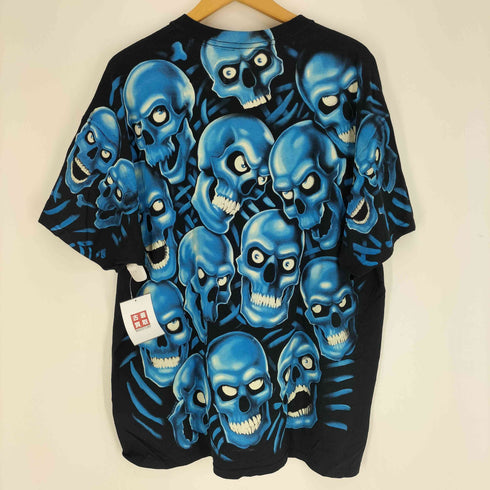リキッドブルー LIQUID BLUE スカルパイル プリント 総柄 クルーネック S/S Tシャツ メンズ import:XL