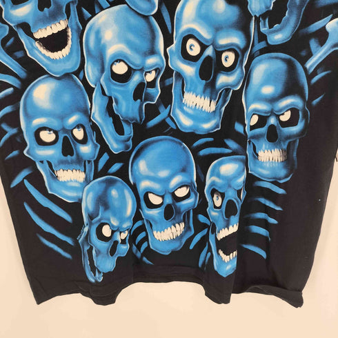 リキッドブルー LIQUID BLUE スカルパイル プリント 総柄 クルーネック S/S Tシャツ メンズ import:XL