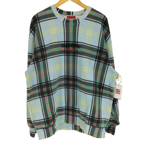 シュプリーム Supreme 21SS Plaid Crewneck Light Blue メンズ import:XL