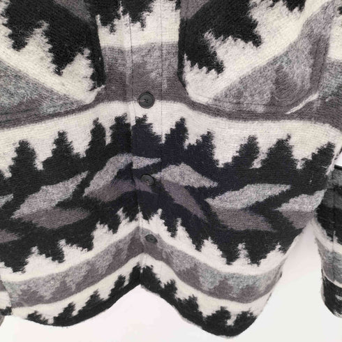 ザラ ZARA ジオメトリック ジャガード ウール シャツジャケット メンズ M