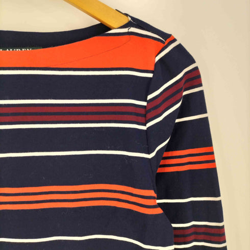 ローレンラルフローレン LAUREN RALPH LAUREN ボートネック フレアスリーブ ボーダーカットソー レディース import:M