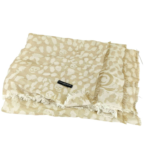 アレキサンダーマックイーン Alexander McQueen シルク混 レオパード柄 大判ストール レディース