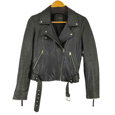 ザラ ZARA ラムレザーダブルライダースジャケット レディース import:M