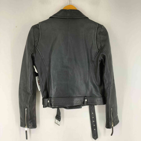 ザラ ZARA ラムレザーダブルライダースジャケット レディース import:M
