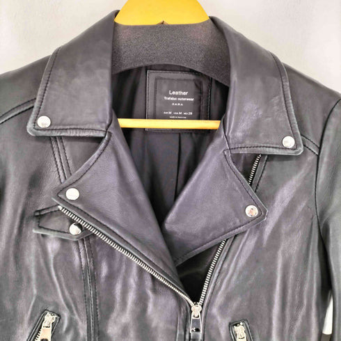 ザラ ZARA ラムレザーダブルライダースジャケット レディース import:M