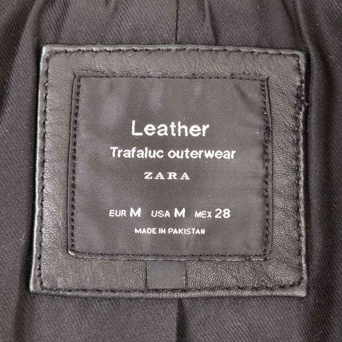 ザラ ZARA ラムレザーダブルライダースジャケット レディース import:M