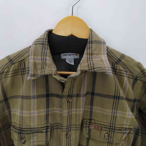 カーハート Carhartt 00S 裏地サーマル ワッフル フラップポケット L/S ヘビーウェイト コットン チェック シャツ メンズ import:L