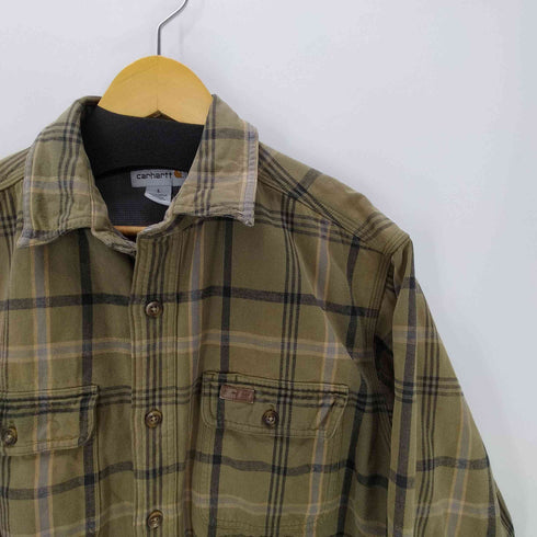 カーハート Carhartt 00S 裏地サーマル ワッフル フラップポケット L/S ヘビーウェイト コットン チェック シャツ メンズ import:L