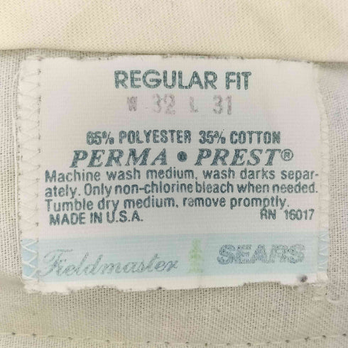 シアーズ Sears 70-80s USA製 REGULAR FIT PREMA PREST ワーク パンツ メンズ W32 L31