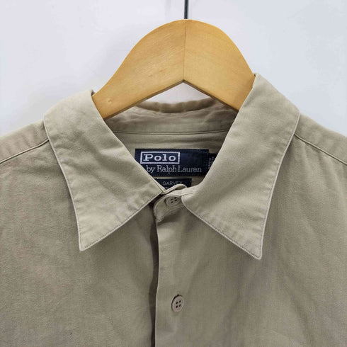ポロバイラルフローレン Polo by RALPH LAUREN 90S GARVEY ポニー無し ヘリンボーン シャドーストライプ L/S フラップポケット ワークシャツ ビックサイズ メンズ import:XL