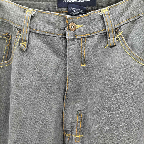 ロカウェア Rocawear 00S バック ロゴ ペイント 立体裁断 5ポケット バギー デニム パンツ 極太 B系 ビックサイズ メンズ 44