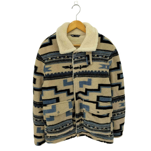 ザラ ZARA ネイティブ柄 フリース ボア ジャケット メンズ M