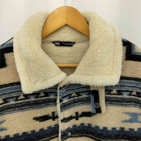 ザラ ZARA ネイティブ柄 フリース ボア ジャケット メンズ M