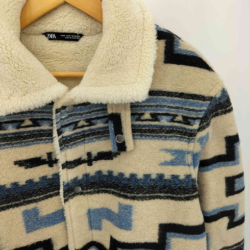 ザラ ZARA ネイティブ柄 フリース ボア ジャケット メンズ M