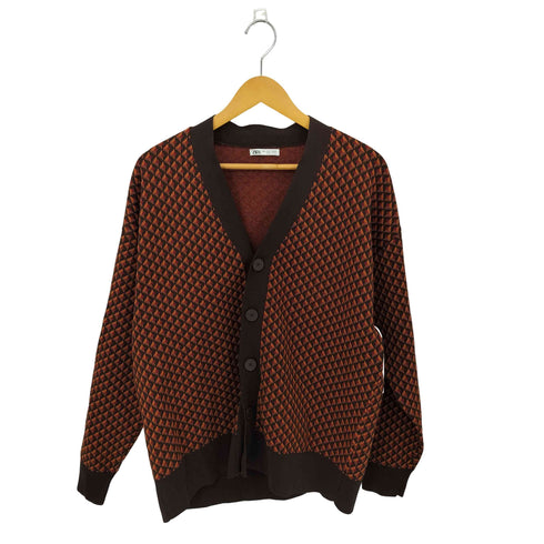 ザラ ZARA 幾何学柄 5B ポリエステルナイロン ニットカーディガン メンズ L