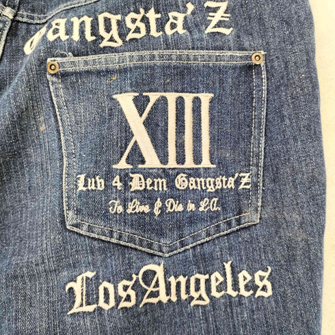 LOS ANGELES 刺繍デザイン デニム パンツ Y2K メンズ JPN:XL