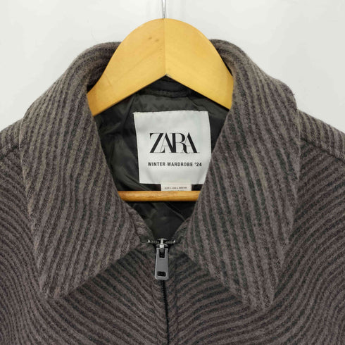 ザラ ZARA ストライプ ウール クロップド ジャケット メンズ L