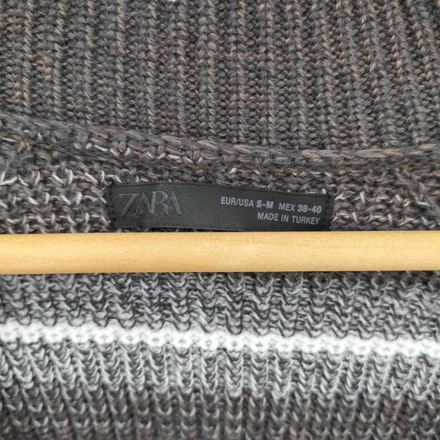 ザラ ZARA テクスチャー ストライプ レギュラーフィット カーディガン メンズ S-M