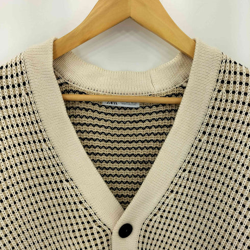 ザラ ZARA ジオメトリック ジャガード ニットカーディガン メンズ L