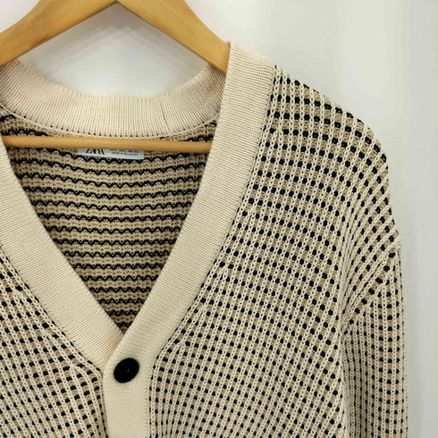 ザラ ZARA ジオメトリック ジャガード ニットカーディガン メンズ L