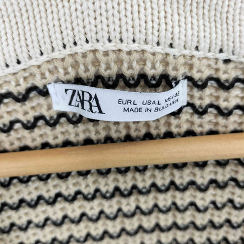 ザラ ZARA ジオメトリック ジャガード ニットカーディガン メンズ L