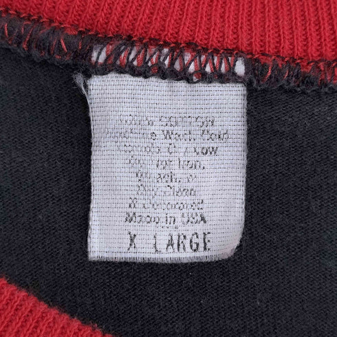 90s 袖裾シングルステッチ カラー切替 プリント クルーネックTシャツ メンズ import:XL