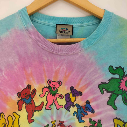 リキッドブルー LIQUID BLUE 90s ダイダイ Grateful Dead サークル クルーネック長袖Tシャツ スパイラルデッドベア メンズ import:M