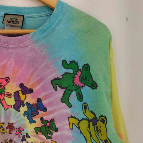 リキッドブルー LIQUID BLUE 90s ダイダイ Grateful Dead サークル クルーネック長袖Tシャツ スパイラルデッドベア メンズ import:M