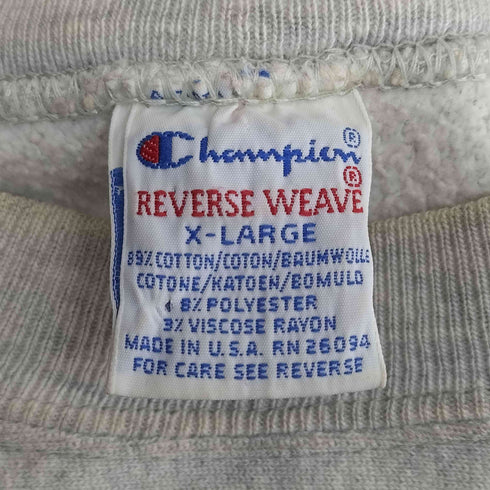 チャンピオン Champion 90s REVERSE WEAVE USA製 2段カレッジ 両面プリント クルーネックスウェット メンズ import:XL