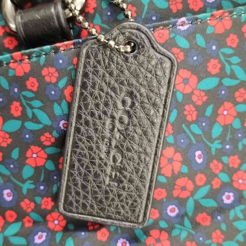 コーチ COACH ターンロック 異素材 レザー切り替え ランチフローラル トートバック レディース