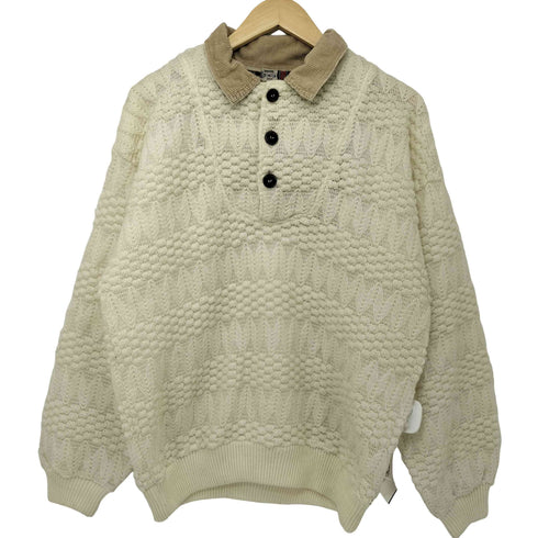 90s primizia UOMO フェイクレイヤード 立体刺繍 織柄 プルオーバーニット メンズ import:L
