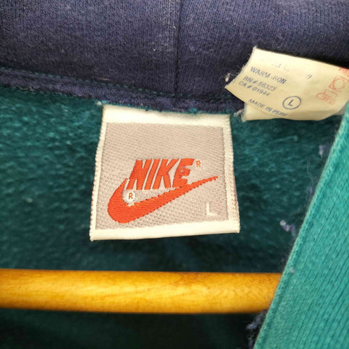 ナイキ NIKE 90s ペルー製 スウッシュロゴ刺繍 バイカラー プルオーバーパーカー メンズ L