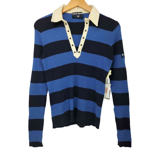 ポロスポーツラルフローレン POLO SPORT RALPH LAUREN 90s 星条旗タグ ラガー ボーダー プルオーバー リブニット レディース import:M