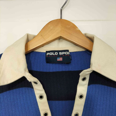 ポロスポーツラルフローレン POLO SPORT RALPH LAUREN 90s 星条旗タグ ラガー ボーダー プルオーバー リブニット レディース import:M
