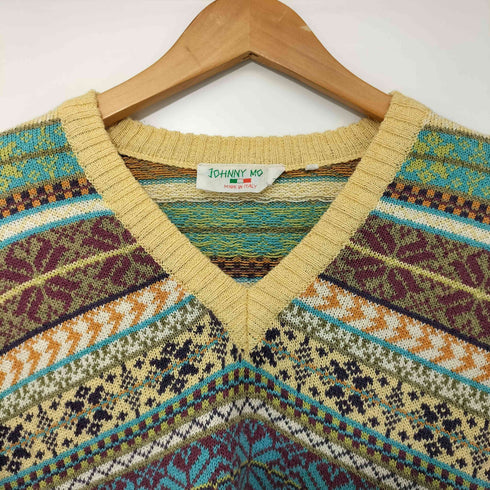 JOHNNY MODE vintage 90s イタリア製 総柄 Vネックニット レディース import:M