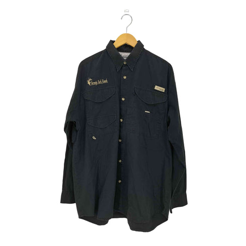 コロンビア Columbia 00s ボックスロゴ刺繍 4ポケット フィッシングシャツ メンズ import:L