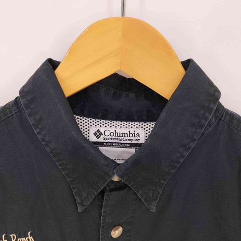 コロンビア Columbia 00s ボックスロゴ刺繍 4ポケット フィッシングシャツ メンズ import:L