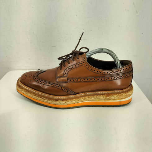プラダ PRADA ウィングチップ エスパドリーユスタイル レースアップシューズ レディース 37