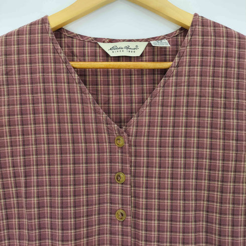 エディーバウアー Eddie Bauer 90-00s 長袖 チェック シャツワンピース レディース import:S