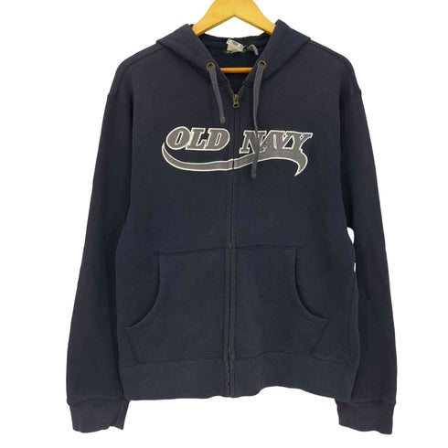 オールドネイビー OLD NAVY 00s ロゴ刺繍 短丈 ジップアップフーディー メンズ import:S