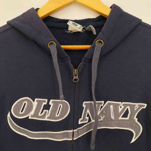 オールドネイビー OLD NAVY 00s ロゴ刺繍 短丈 ジップアップフーディー メンズ import:S
