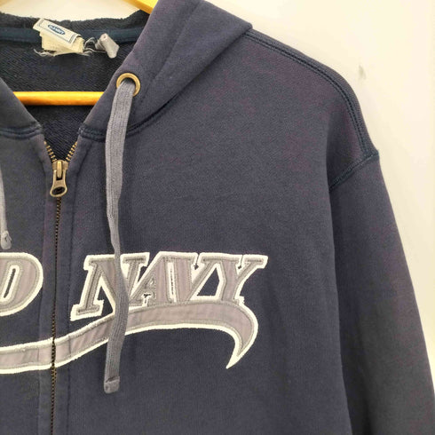 オールドネイビー OLD NAVY 00s ロゴ刺繍 短丈 ジップアップフーディー メンズ import:S