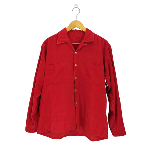 50s~60s コーデュロイ ダブルポケット オープンカラーシャツ メンズ