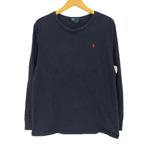 ポロバイラルフローレン Polo by RALPH LAUREN 90s~00s ポニー刺繍 コットン クルーネック長袖Tシャツ レディース import:XL