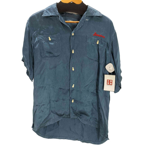 ドゥニーム Denime 両面刺繍 チェーンステッチ レーヨンサテンボウリングシャツ メンズ JPN:L