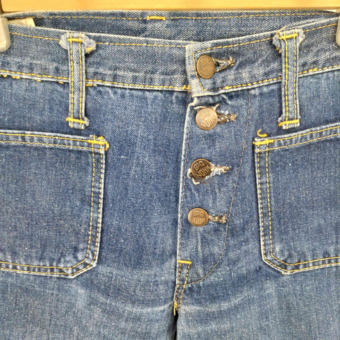 ビッグジョン BIG JOHN 70-80s フラワー刺繍 フレア ベルボトム デニムパンツ メンズ