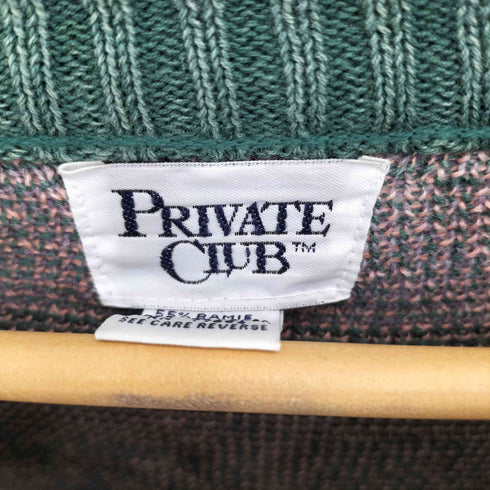 PRIVATE CLUB 総柄 リネンコットン クルーネックニット メンズ import:L